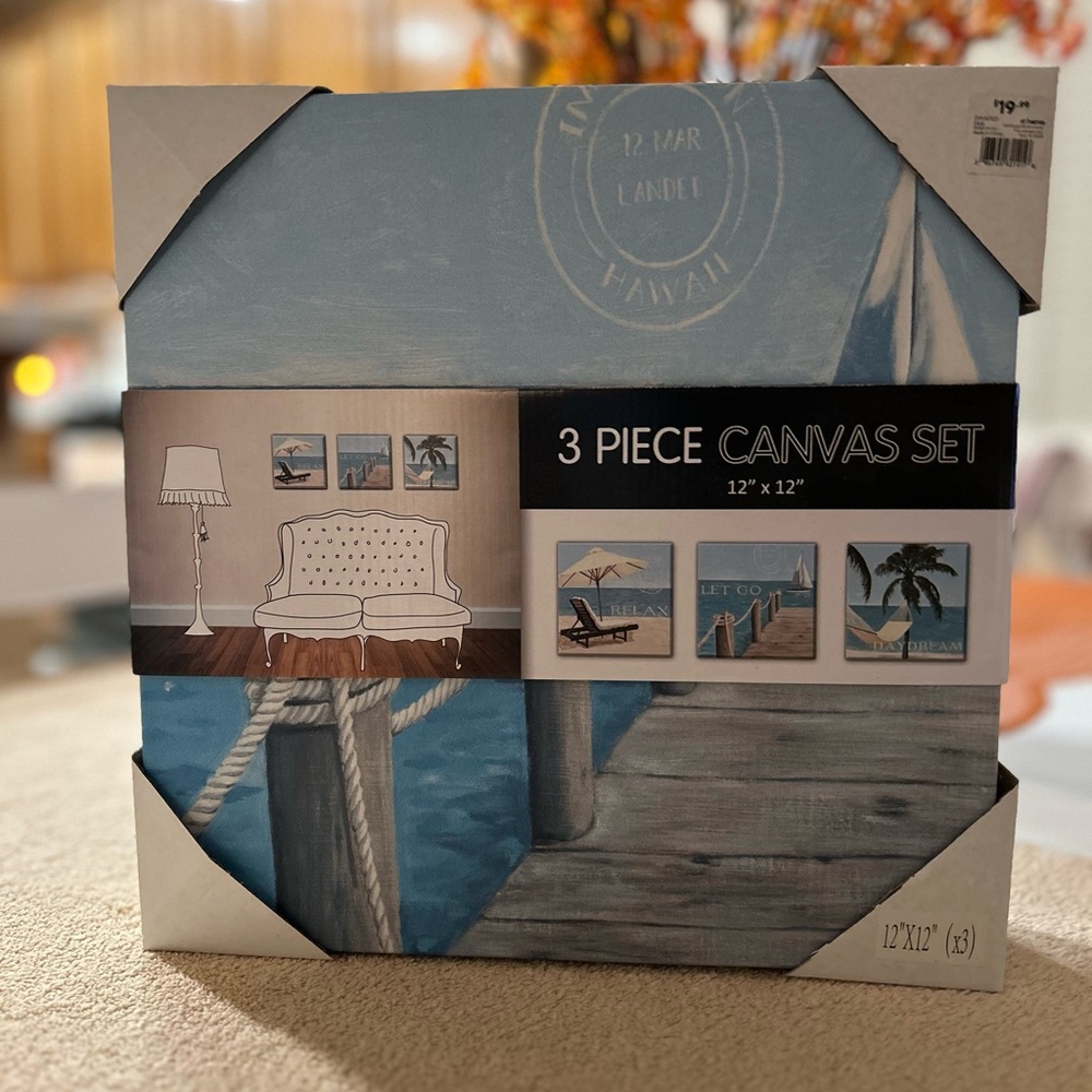 NWT Beautiful 3 Piece Canvas Set with Nautical Theme